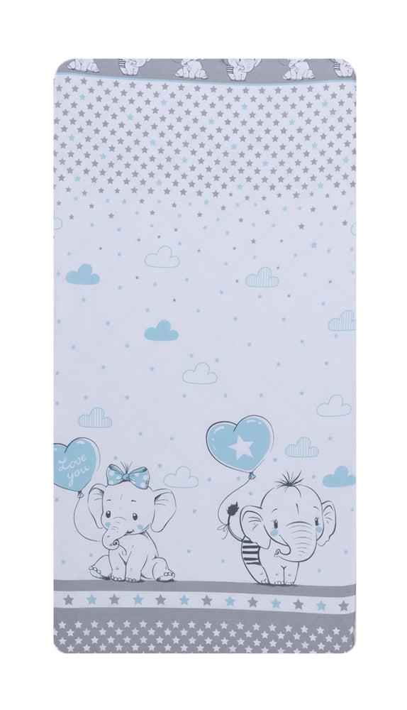 Cearceaf din bumbac pentru saltea 120x60 cm, Love Elephants Blue