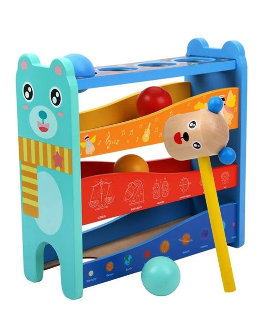 Jucarie de lemn Pista cu Bile si Ciocanel