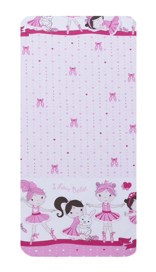 Cearceaf din bumbac pentru saltea 120x60 cm, Balerina Roz