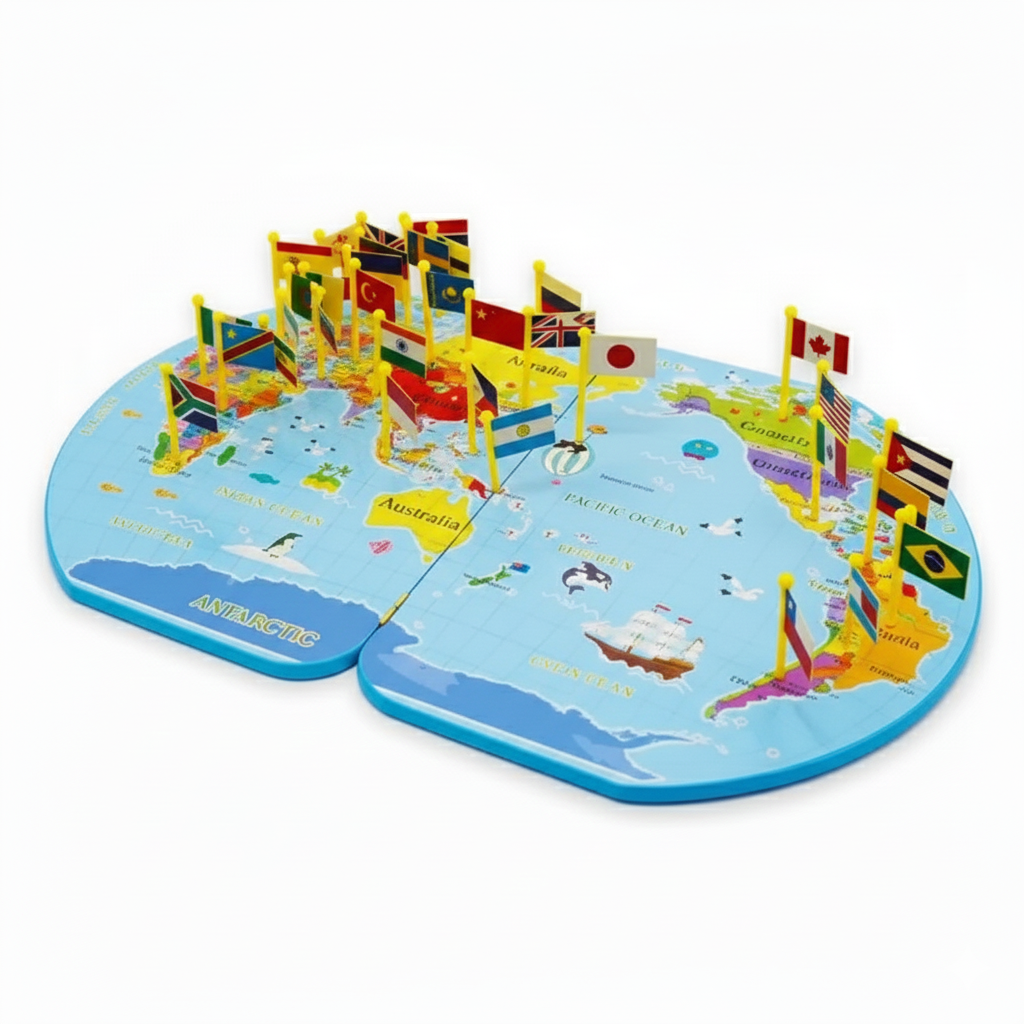 Harta lumii cu 36 stegulete si detalii despre tari