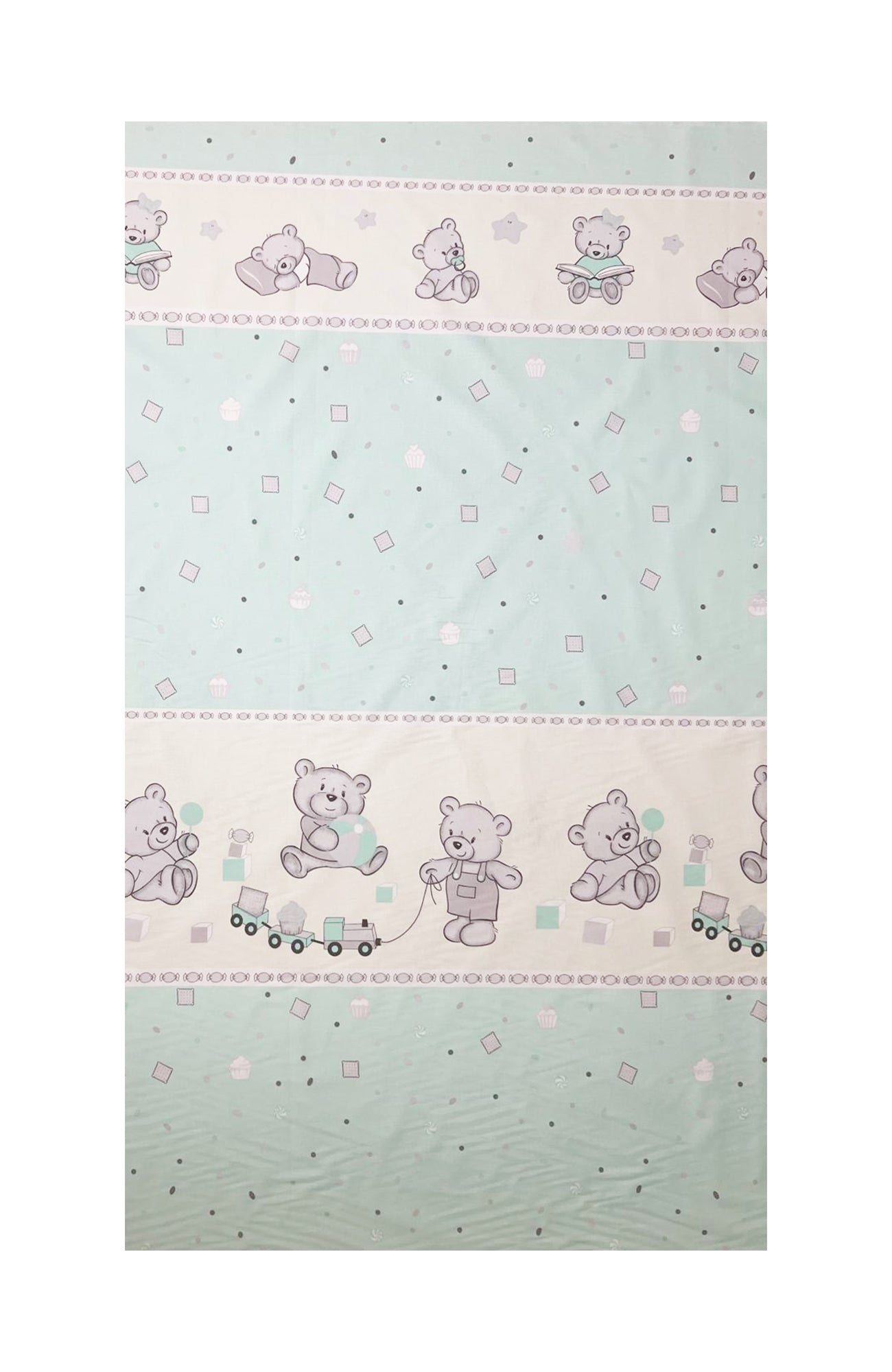 Cearceaf din bumbac pentru saltea 120x60 cm, Bears&Toys Turcoaz