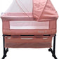 Patut copii transformabil in balansoar Baby Care, Cu plasa insecte,  85X95X50 cm, Saltea inclusa, Roz