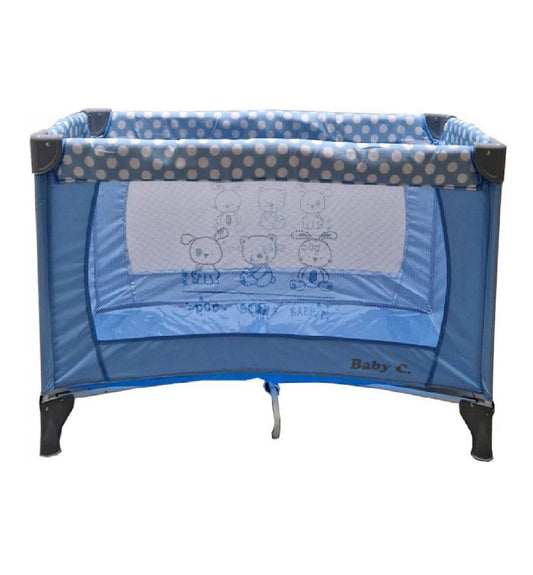 Patut Pliabil Baby Care PRO , 120X60 cm,  Plasa insecte, Albastru