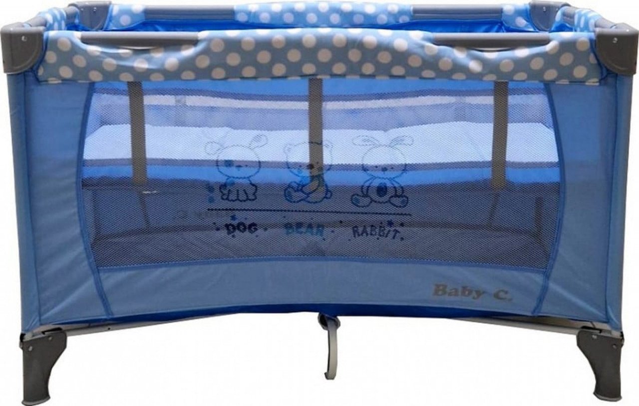 Patut Pliabil Baby Care PRO , 120X60 cm,  Plasa insecte, Albastru