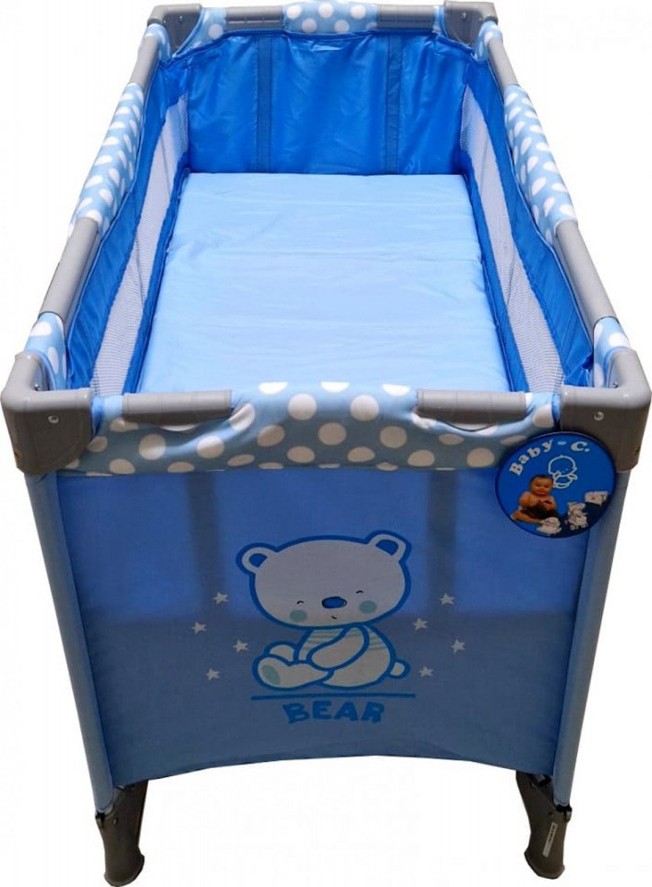 Patut Pliabil Baby Care PRO , 120X60 cm,  Plasa insecte, Albastru