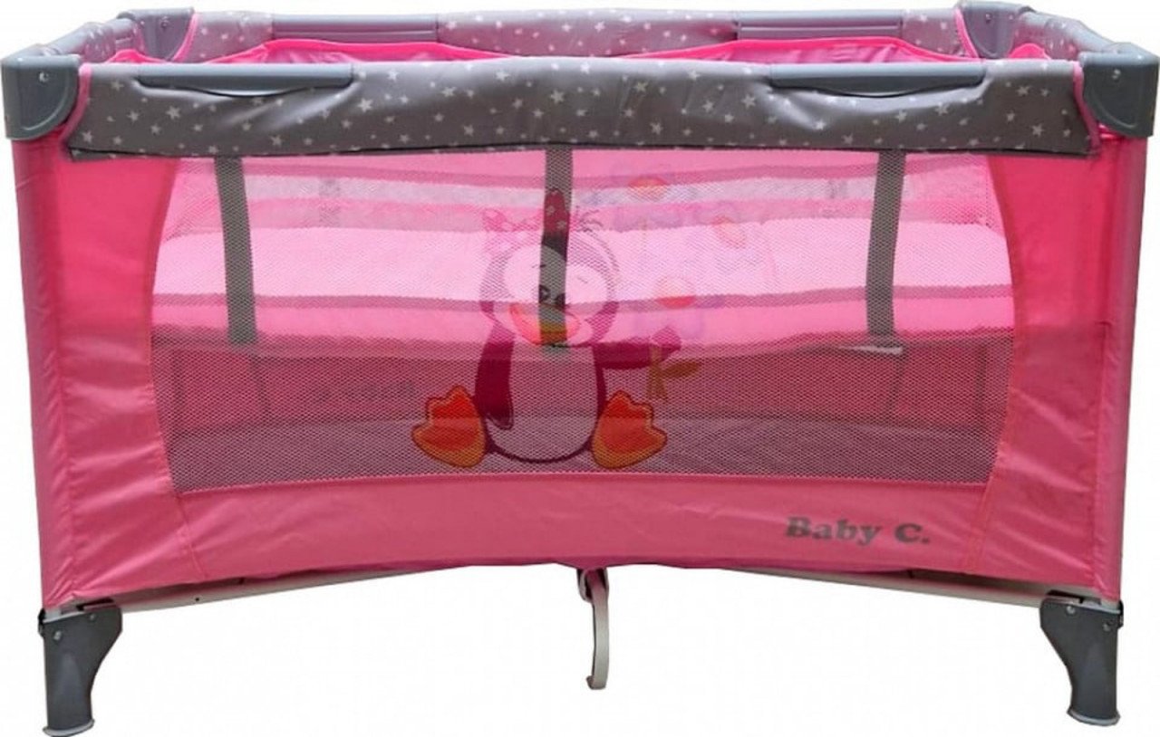 Patut Pliabil Baby Care PRO , 120X60 cm, Plasa insecte, Roz