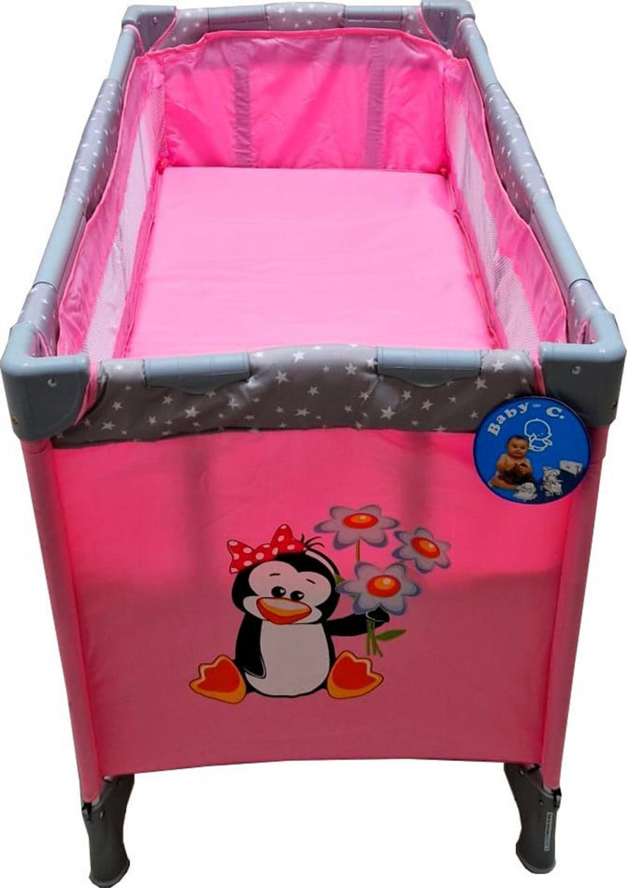 Patut Pliabil Baby Care PRO , 120X60 cm, Plasa insecte, Roz