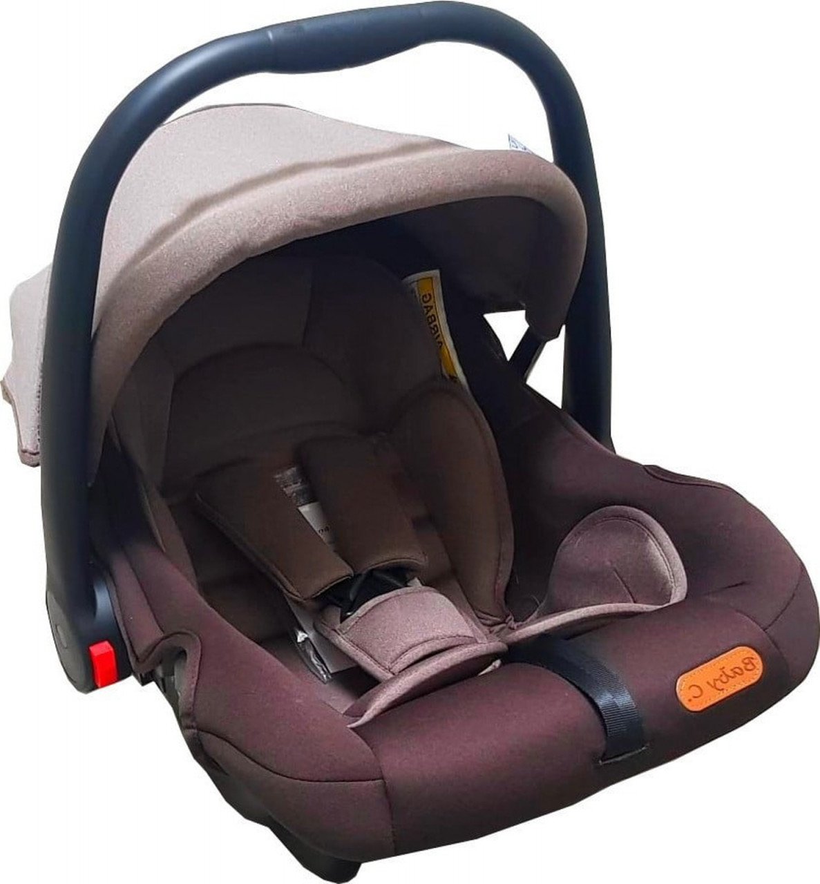 Scoica auto pentru bebelusi Baby Care Maron-Gri, Maner reglabil, Omologare R-129 i-Size, Prindere in 5 puncte