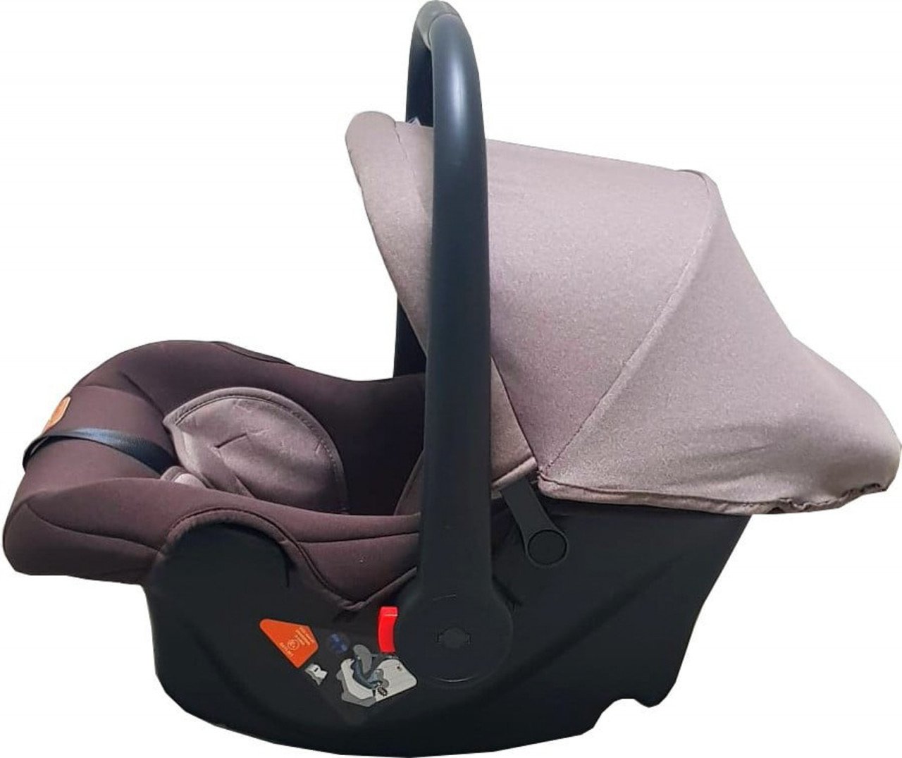 Scoica auto pentru bebelusi Baby Care Maron-Gri, Maner reglabil, Omologare R-129 i-Size, Prindere in 5 puncte