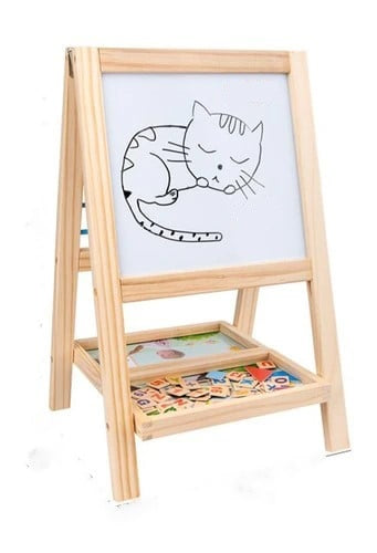 Tabla educativa din lemn cu 2 fete 40x28 cm