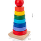 Jucărie din lemn – Piramidă cu inele colorate